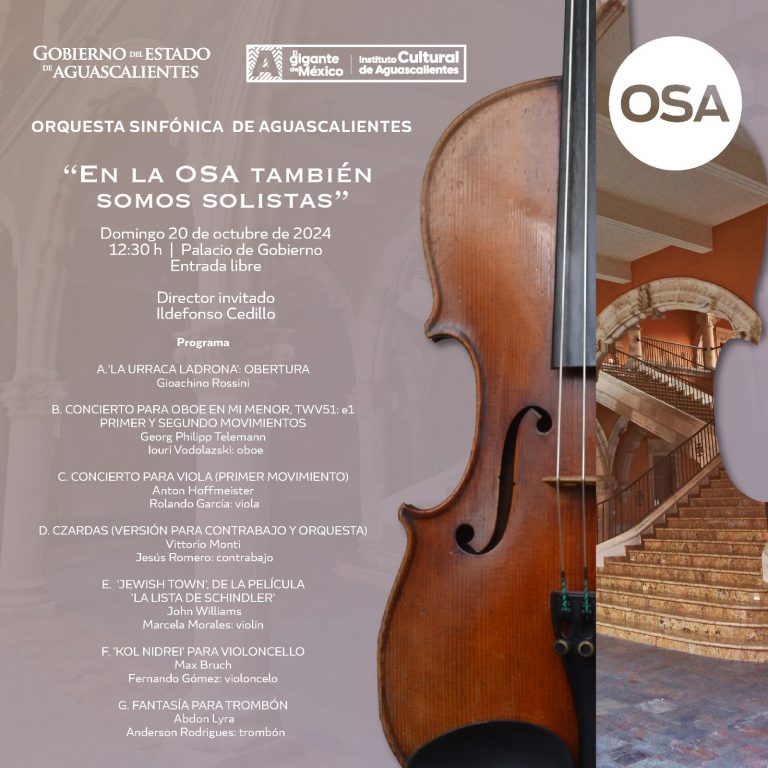 Orquesta Sinfónica de Aguascalientes presenta “En la OSA también somos solistas”