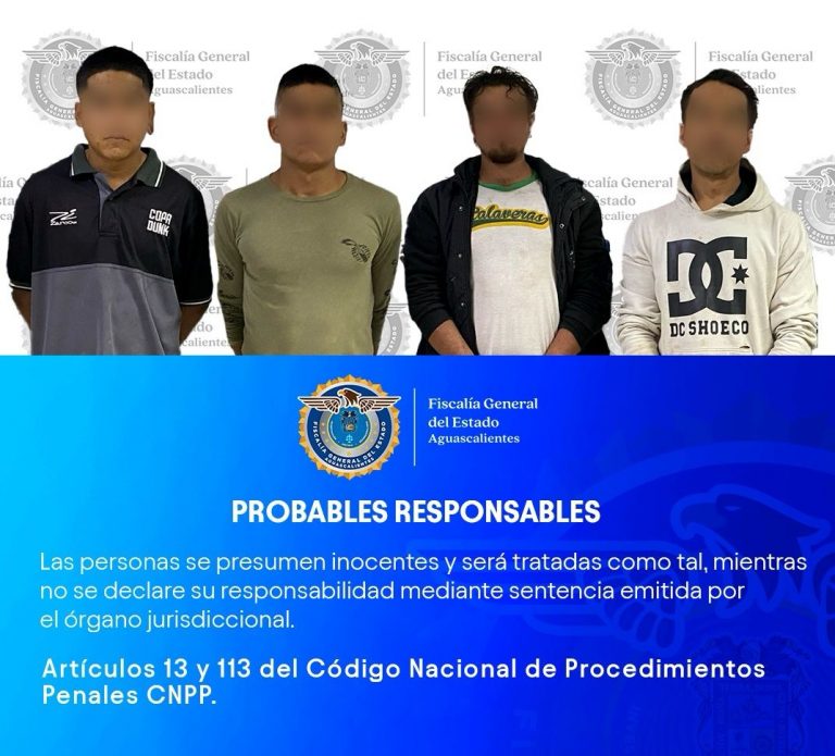 Fiscalía logra vincular a cuatro presuntos homicidas en Aguascalientes