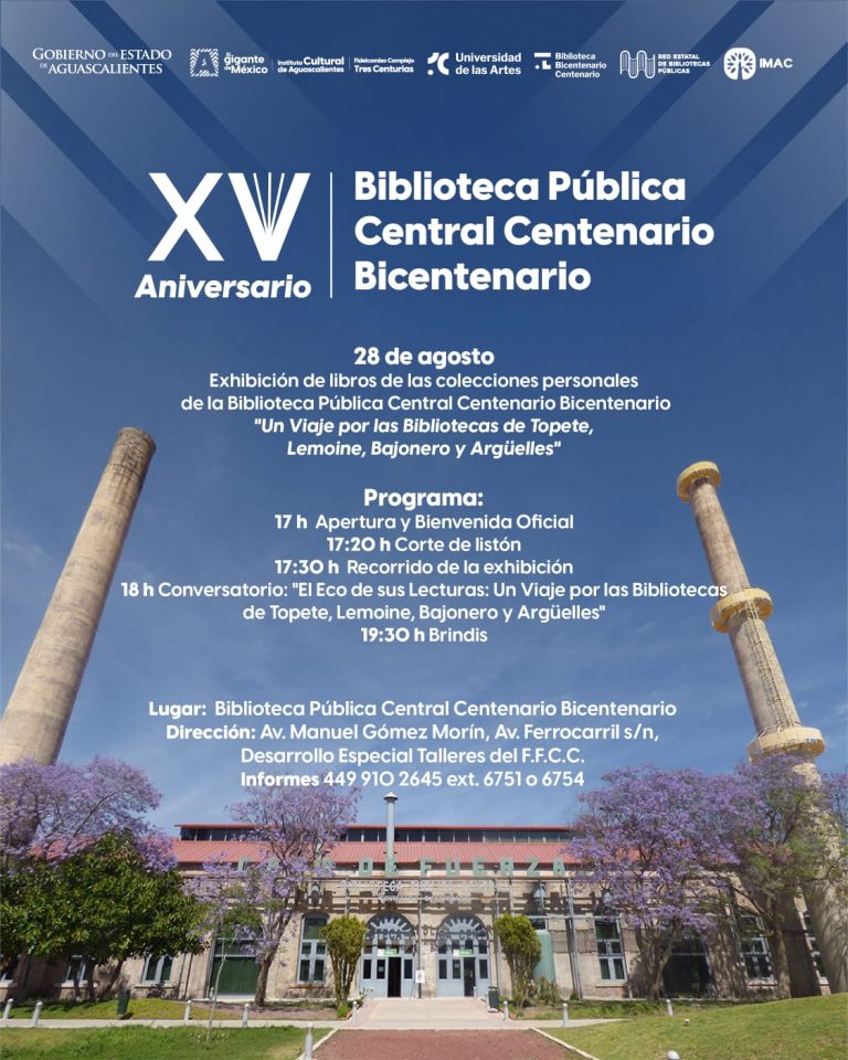 El 28 y 30 de agosto, la Biblioteca Central celebra su XV aniversario con eventos abiertos a la comunidad