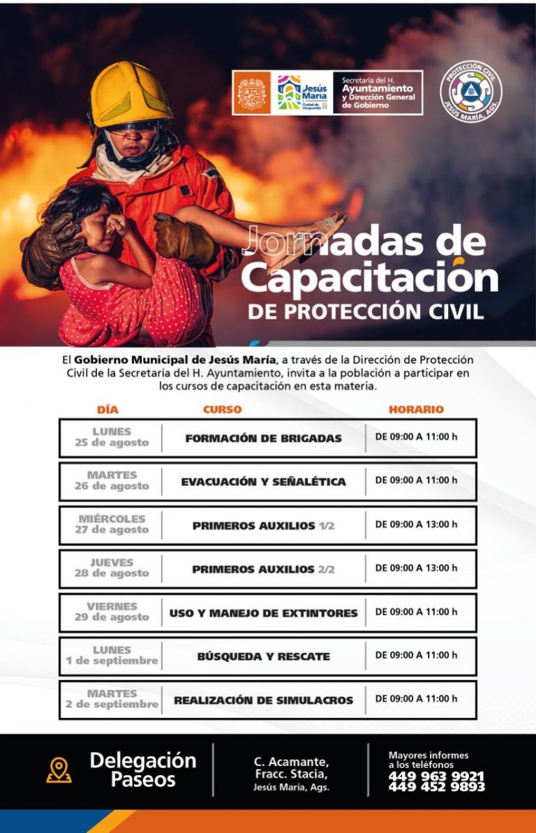 Gobierno de Jesús María ofrece cursos de Protección Civil gratuitos en Delegación Paseos