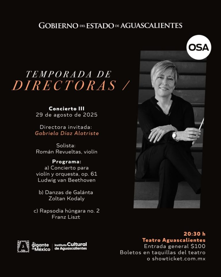 Gabriela Díaz Alatriste, distinguida por Forbes, dirige el tercer concierto de la OSA en Aguascalientes